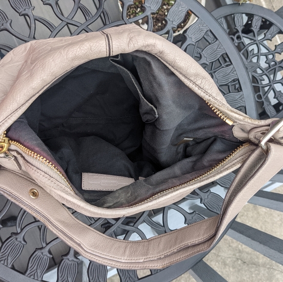 Coach Convertible Gray Legacy Embossed Leather Tassel Duffle Shoulder Bag - Picture 5 of 6